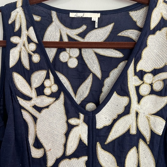 Anthropologie Blue Tie Dye Blouse - Picture 3 of 4